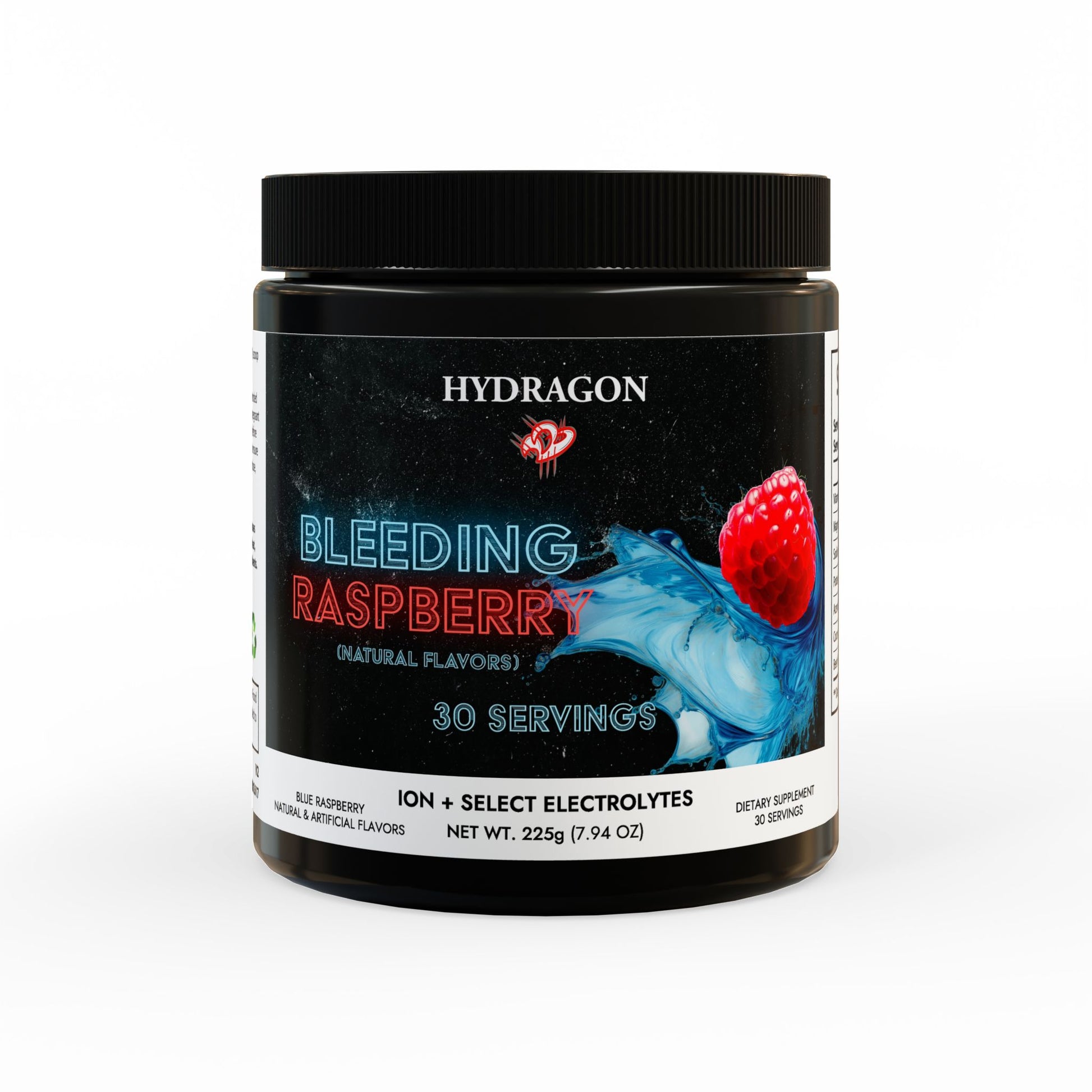 Hydragon "BLEEDING RASPBERRY" ION + Select Electrolyte Powder ZERO CAFFEINE (225g, 7.9oz)