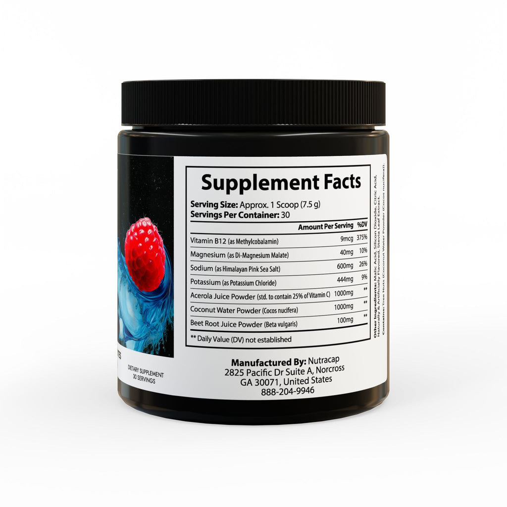 Hydragon "BLEEDING RASPBERRY" ION + Select Electrolyte Powder ZERO CAFFEINE (225g, 7.9oz)