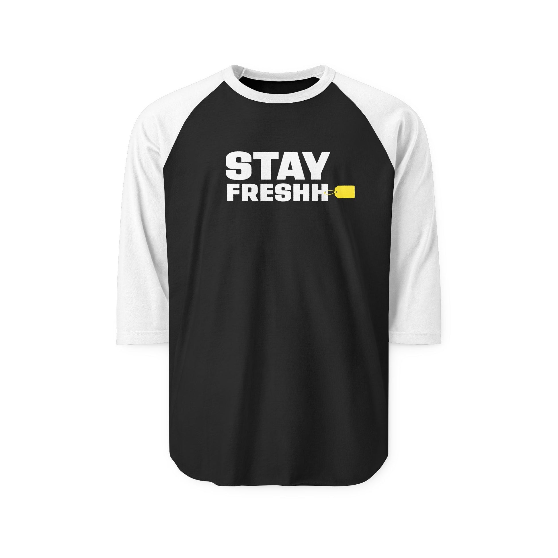 Classic Black & White "STAYFRESHH" Unisex Three-Quarter Sleeve Tee