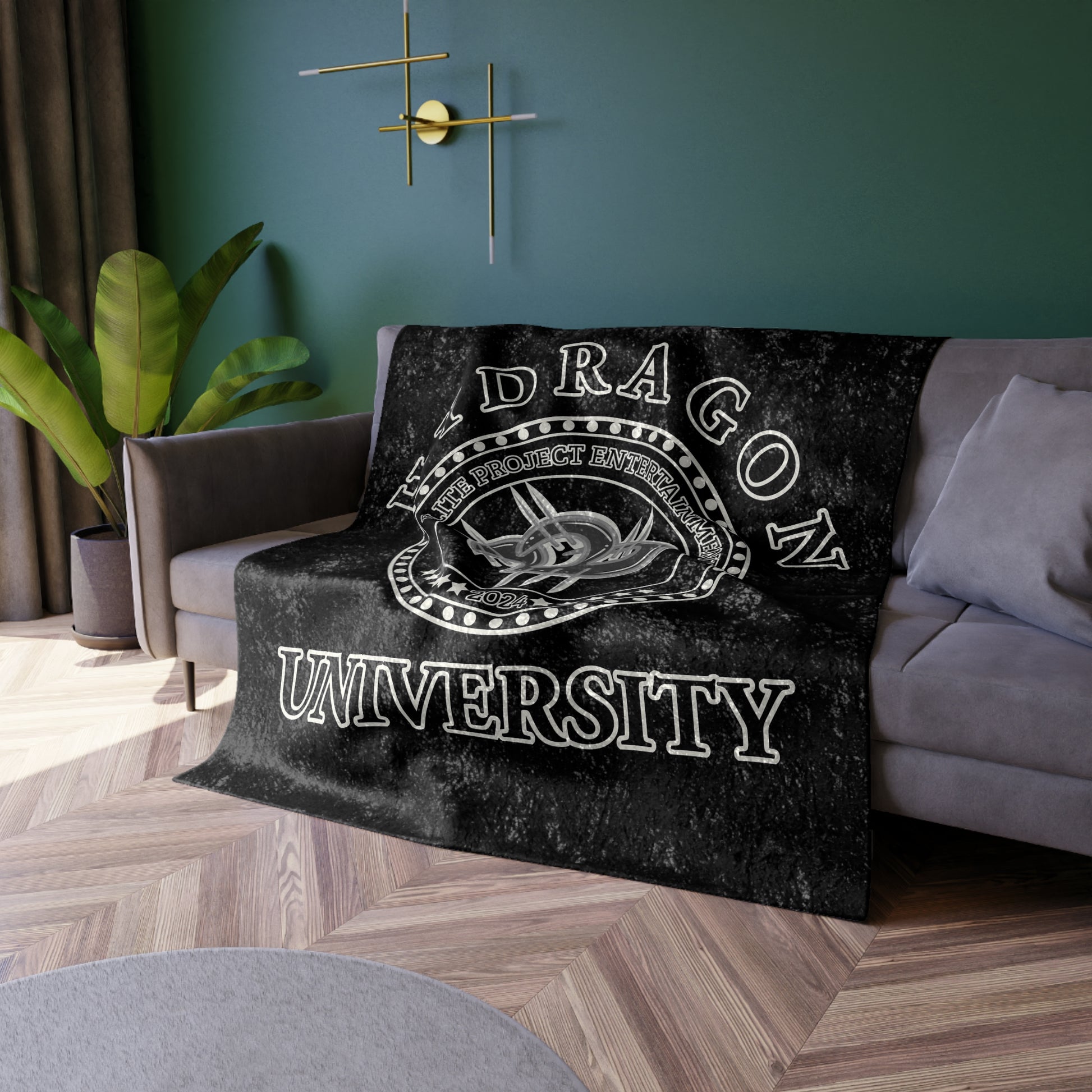 Hydragon University Crushed Velvet Blanket