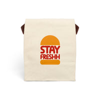 Modern Red & Orange "STAYFRESHH" Canvas Lunch Bag With Strap