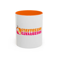 Retro Pink & Orange “STAYFRESHH” Stolen Goods Accent Mug (11 oz)