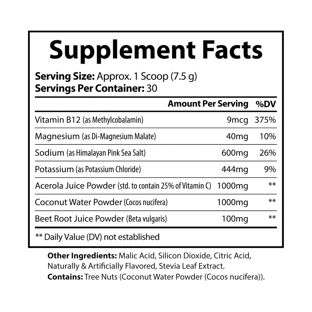 Hydragon "BLEEDING RASPBERRY" ION + Select Electrolyte Powder ZERO CAFFEINE (225g, 7.9oz)