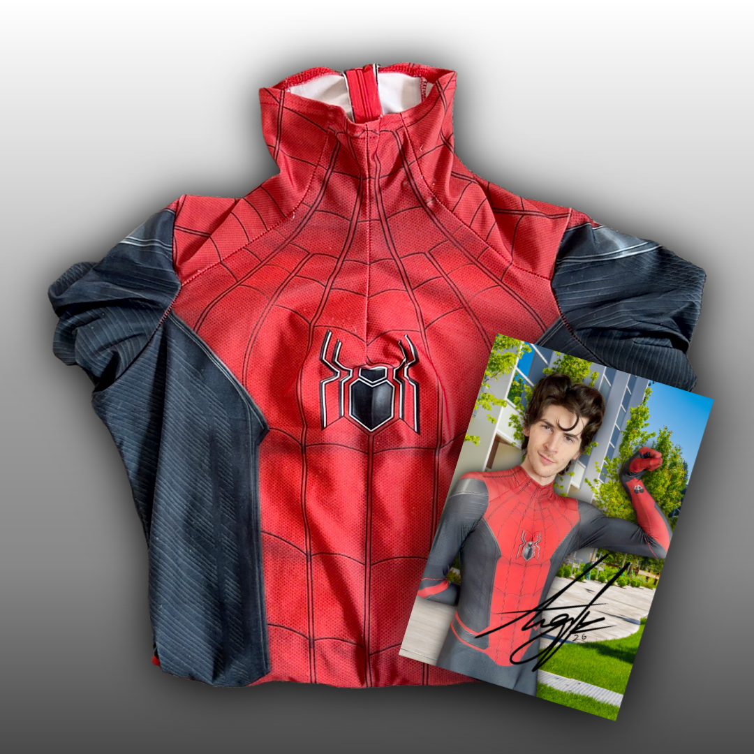 Alex’s Original Hydragon Elite NPC Spidey Suit + Autographed Portrait